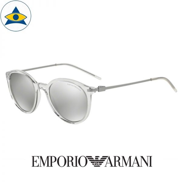 emporio armani sunglass 4050 5371:6g transparent matte silver w silver mirror s5020 338 2