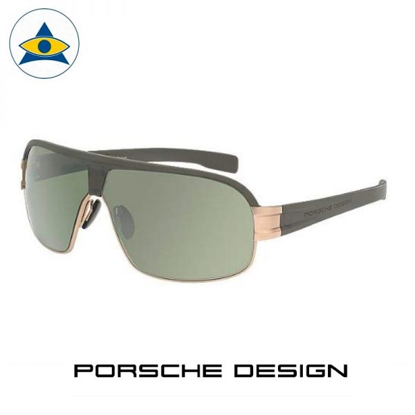 Porsche P 8517 D Gun Grey with Gold, green iridium lens s68-16 $588 1 eyewear frame tampines admiralty optical
