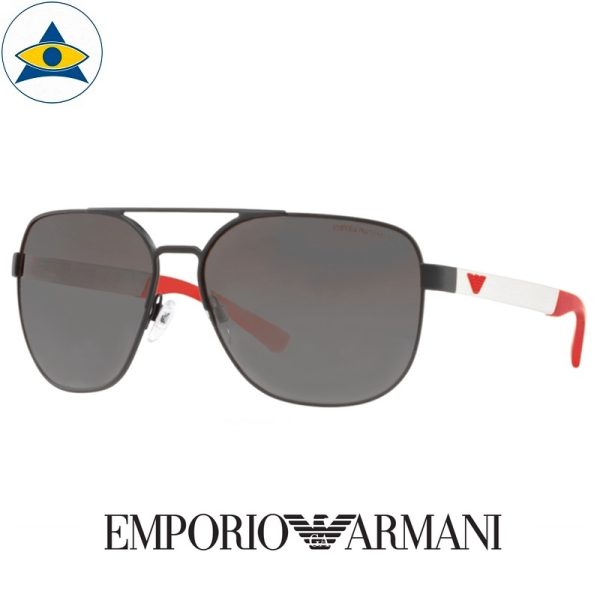 emporio armani sunglass 2064 3223:81 black silver red with grey s6218 328 2