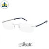 Silhouette eyewear 5528 Prestige Rimless 7001 Rhodium-Navy s54-17 $838 2